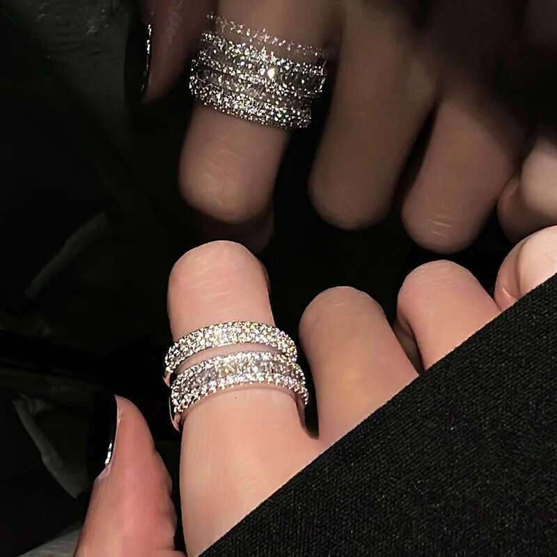Designer Jewellery High Quality Double Layer Micro Pave Zirconia Stacking Ring for Versatile Wear Gift for Special Occasions Textured Elegant Accessor