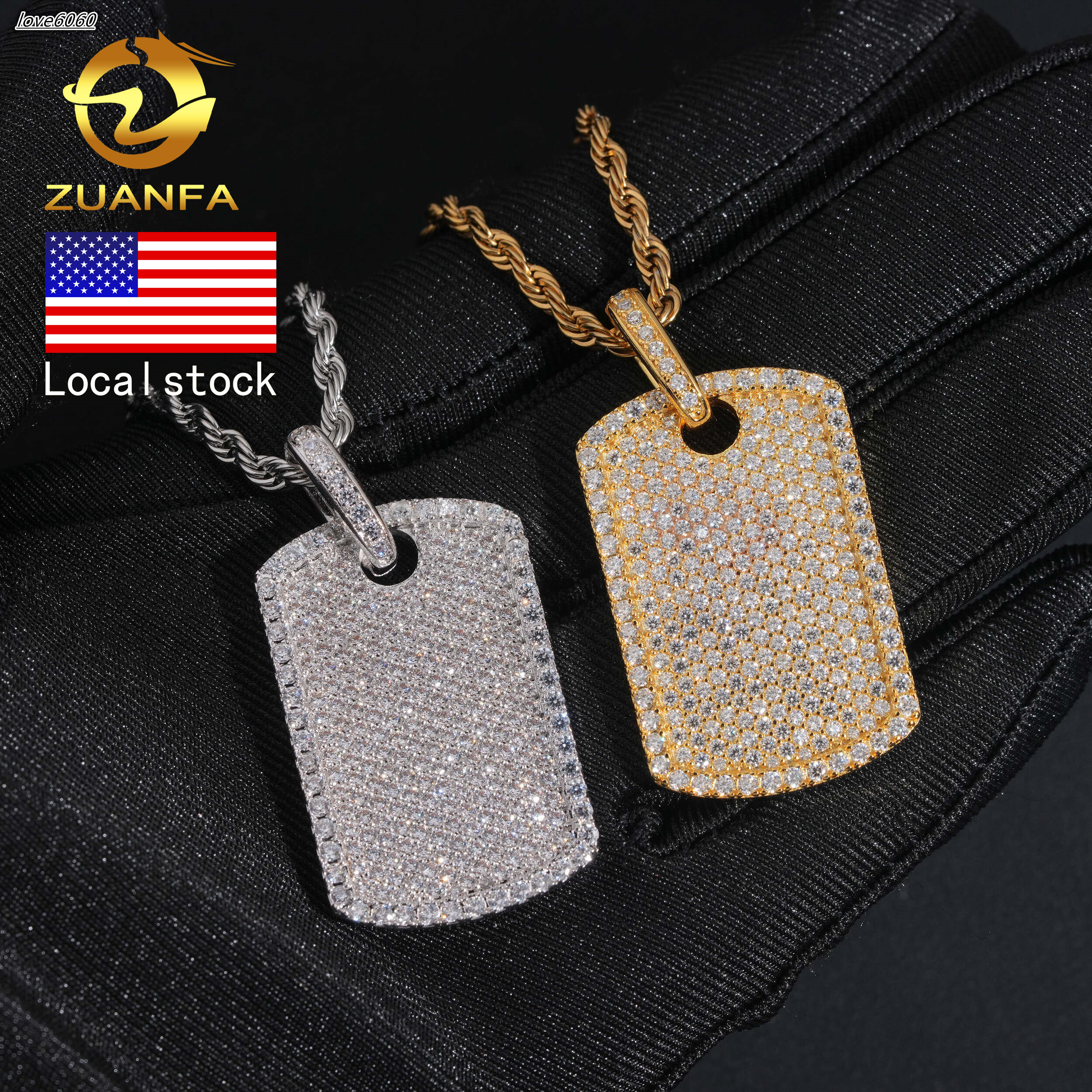 USA Stock 925 Solid Silver Moisssanite Tag Cross Pendant Hip Hop Jewelry Iced Out Moissanite Pendant Pass Diamond Tester