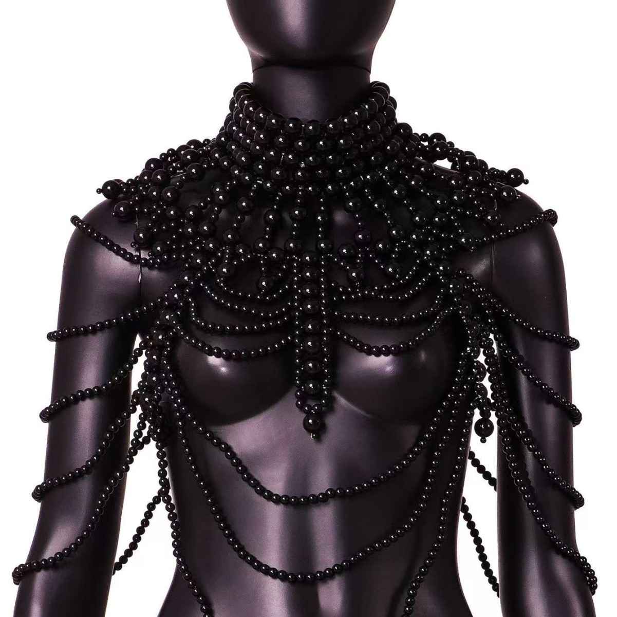 Stage Wear New Imitation Pearl Body Chain Beaded Collar Shoulder Big Necklaces Shawl Bridal Jewelry Sweater Long Chain Women Sexy Jewelry