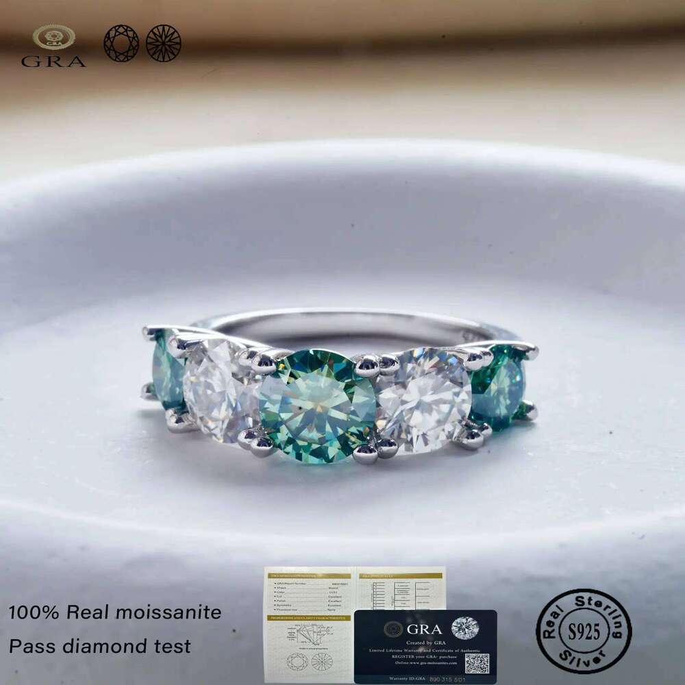 Luxury Total 3.6 Ct moissanite lab Diamonds Rings Round Brilliant for Women Bride Wedding Band Gift fine dating Jewelry gift 0fa