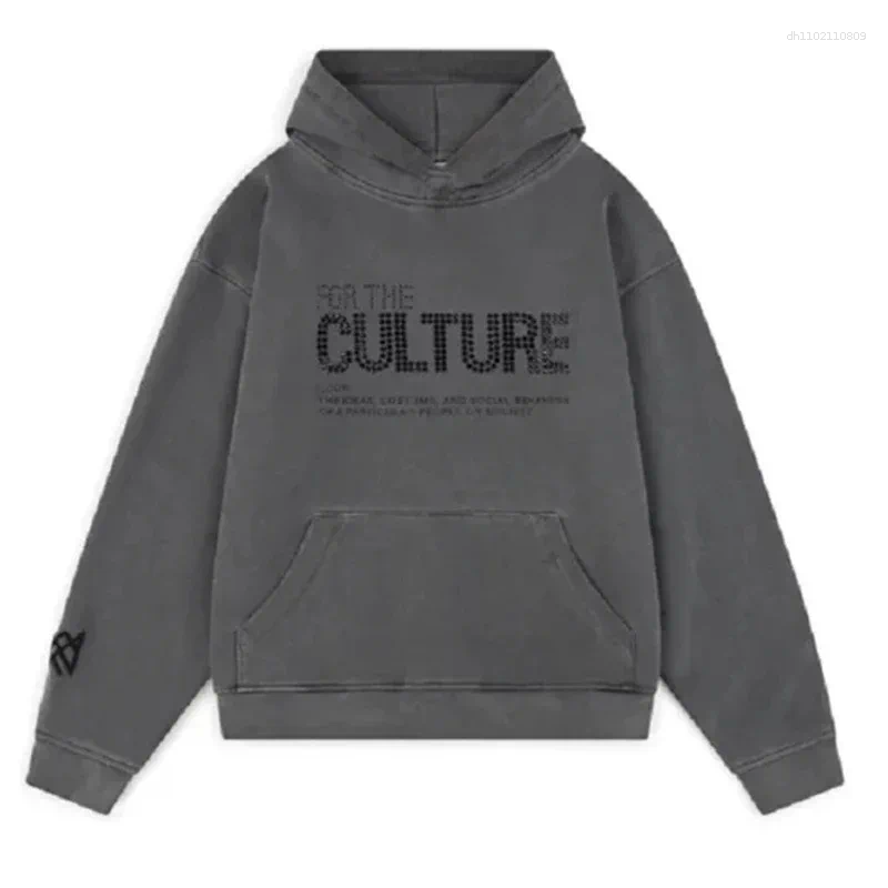 Men's Hoodies FOR THE CULTURE Trendy Streetwear rhinestone Letter Causal Loose Fit For Men And Women Long Sleeve - view 8