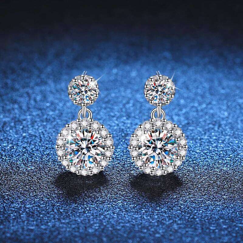 1ct Moissanite Earrings for Women S925 Sterling Sliver 18k White Gold Plated Diamond Drop Earring Gifts with Certificate 172