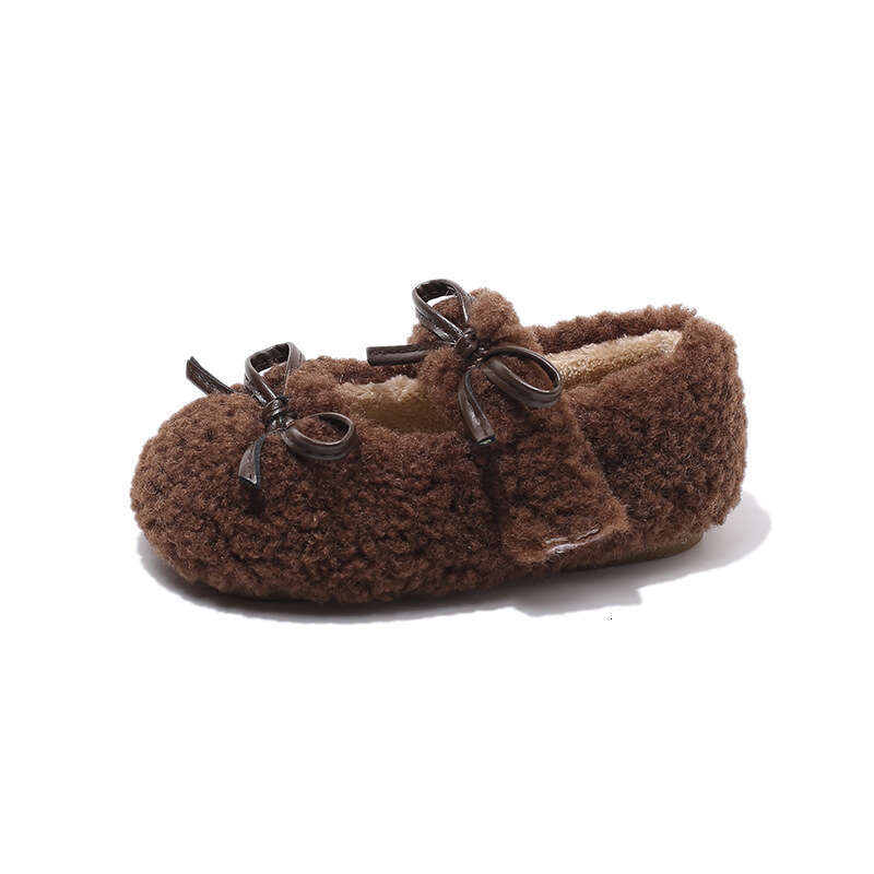 Children's Sweet Versatile Furry 2025 Autumn Winter New Girls' Round Toe Shallow Mouth Loafers Flat Single Shoes