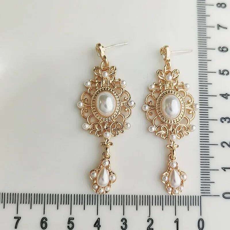 Vintage Palace Golden Pearl Hanging For Women Wedding Baroque Bohemia Fine Drop Earrings Female Elegant Jewelry Gift C251227
