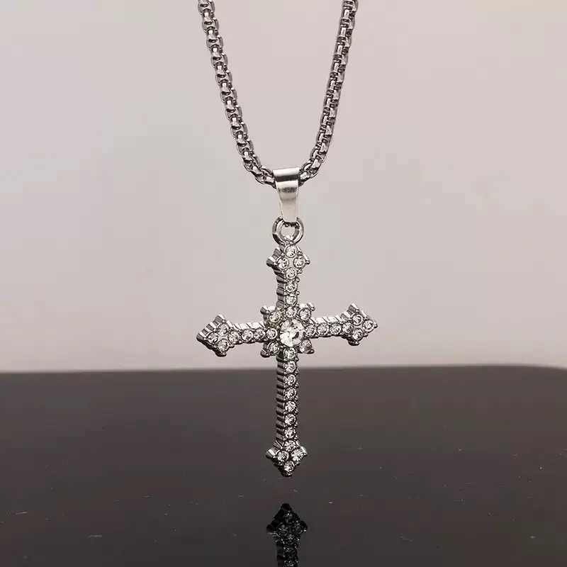 Vintage Stainless Steel Cross Pendant Necklace Sweater Chain High Quality Jewelry Wholesale Y251227