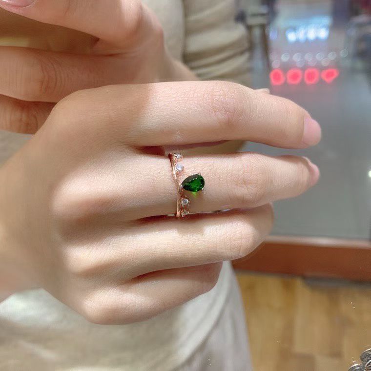 Simple 925 silver crown ring natural diopside ring with certificate 5mm*7mm 0.7ct real Russian diopside silver jewelry