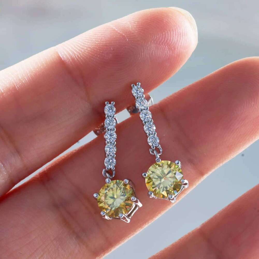 Trendy 1CT D Color Moissanite Diamond Drop Earrings for Women Ear Fine Jewelry S925 Silver Plated female Earring Gift 47b