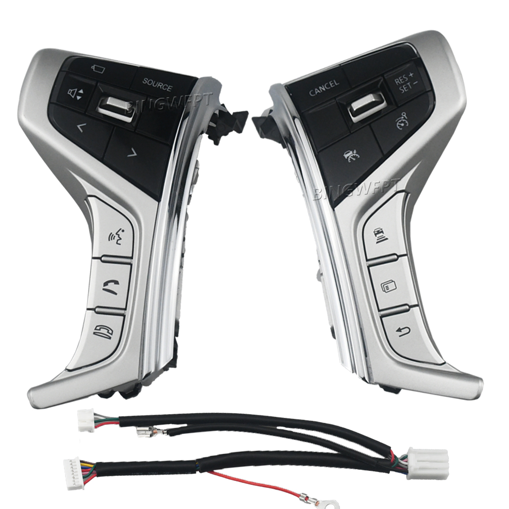 Car Cruise Control Switch Steering Wheel Multimedia Audio Button For Mitsubishi PAJERO SPORT 2015-2022 Outlander Delica L200