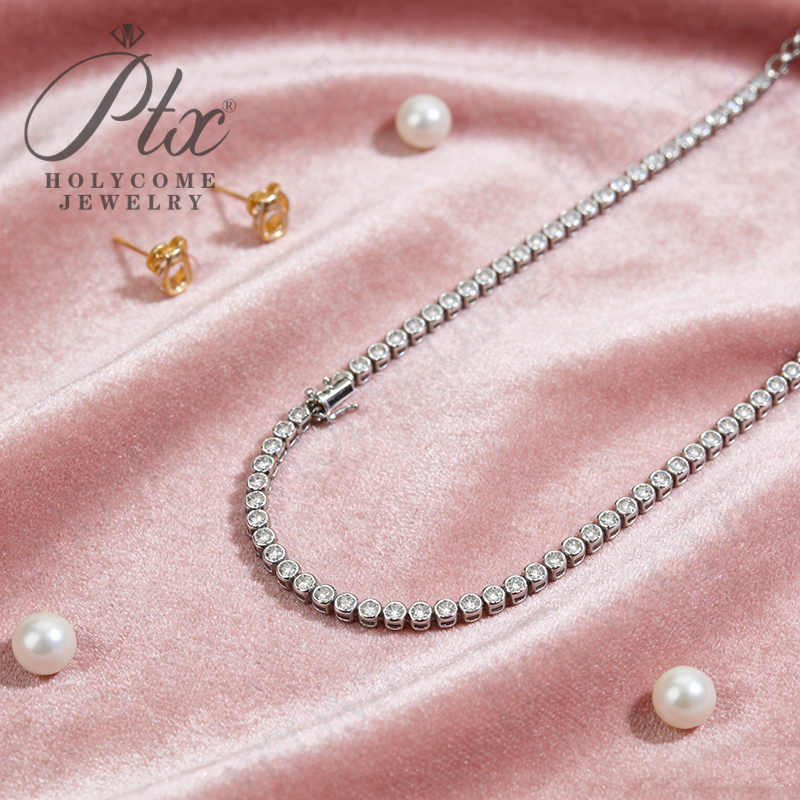 4mm Moissanite Round Bubble Diamond Tennis Bracelets for Woman Men 925 Silver Plated 18k Gold Bezel Setting Hip Hop Chain Bracelet