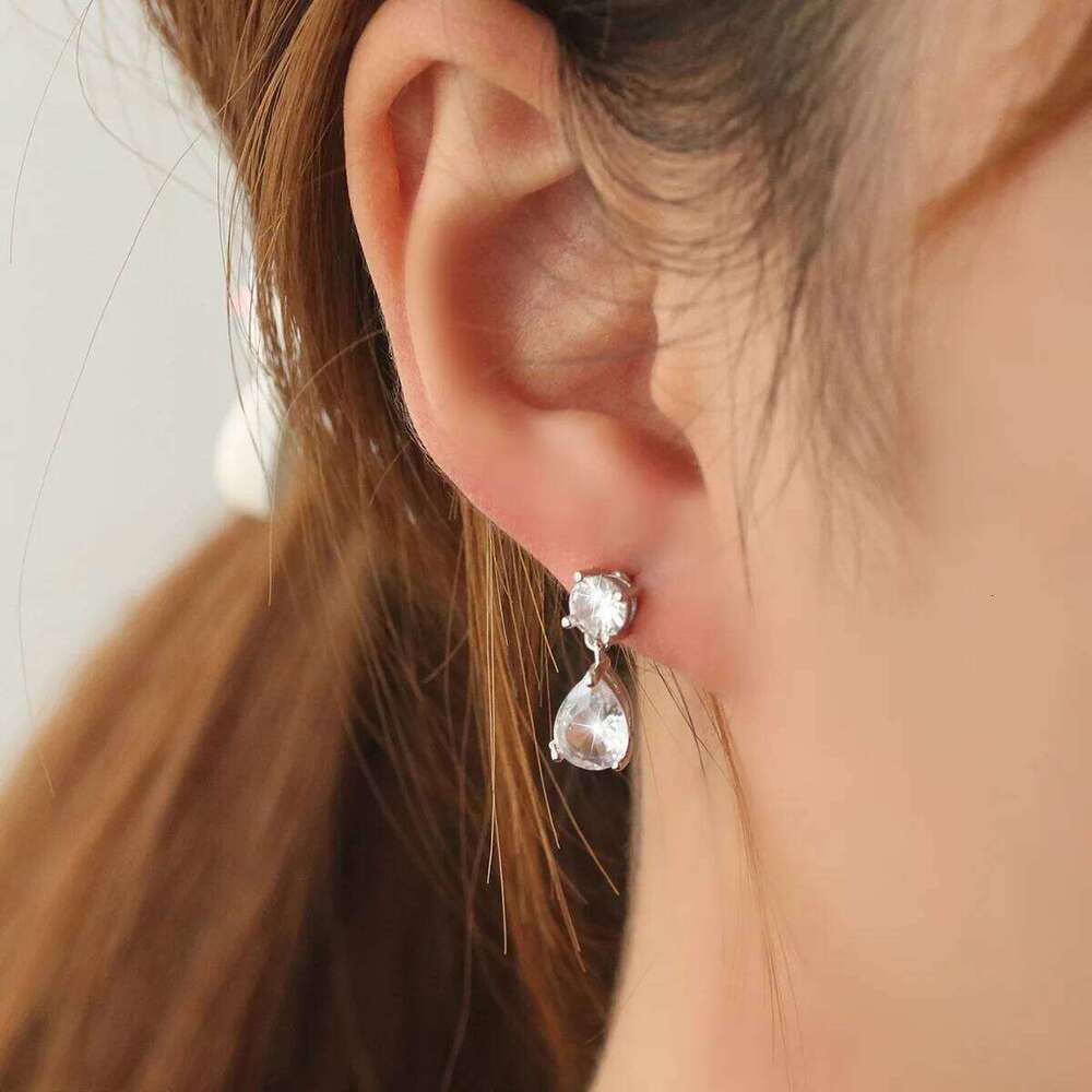 ZAKOL Luxury Transparent Zircon Water Drop Dangle Earrings for Women Shinny CZ Bridal Wedding Jewelry