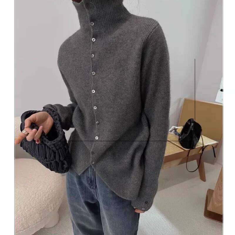 Soft Waxy Cashmere Knit Cardigan European Style Single-Breasted Sweater Long Sleeve Autumn Winter Fashionable Outerwear