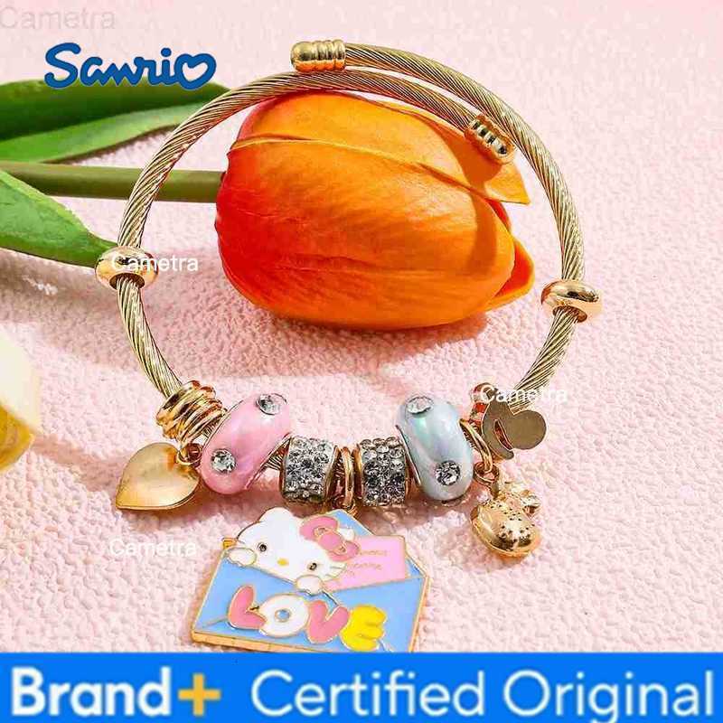 Sanrio Fashion Simple Hello Kitty Charms Bracelet Trendy Pink Butterfly Beads Charms Bnagle for Girl Hands Accessores Gifts H2512291