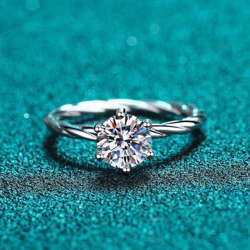6.5mm 1carat moissanite ring for charm lady Wedding Promise Solitaire Band GRA Certified S925 Sterling Silver finger Ring 014