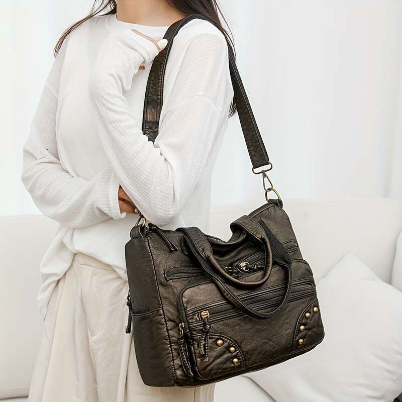 JINXIANGGUO Women S Handbag With Detachable Shoulder Strap Made Of Soft Fabric