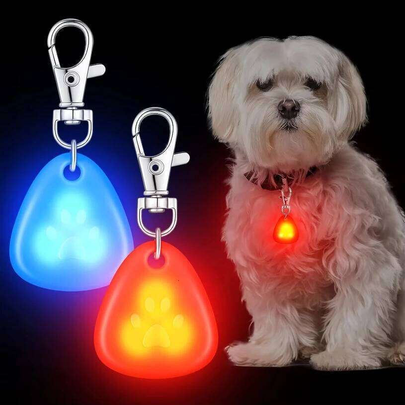 Silicone LED Pet waterproof collar light outdoor walking safety luminous dog tag battery