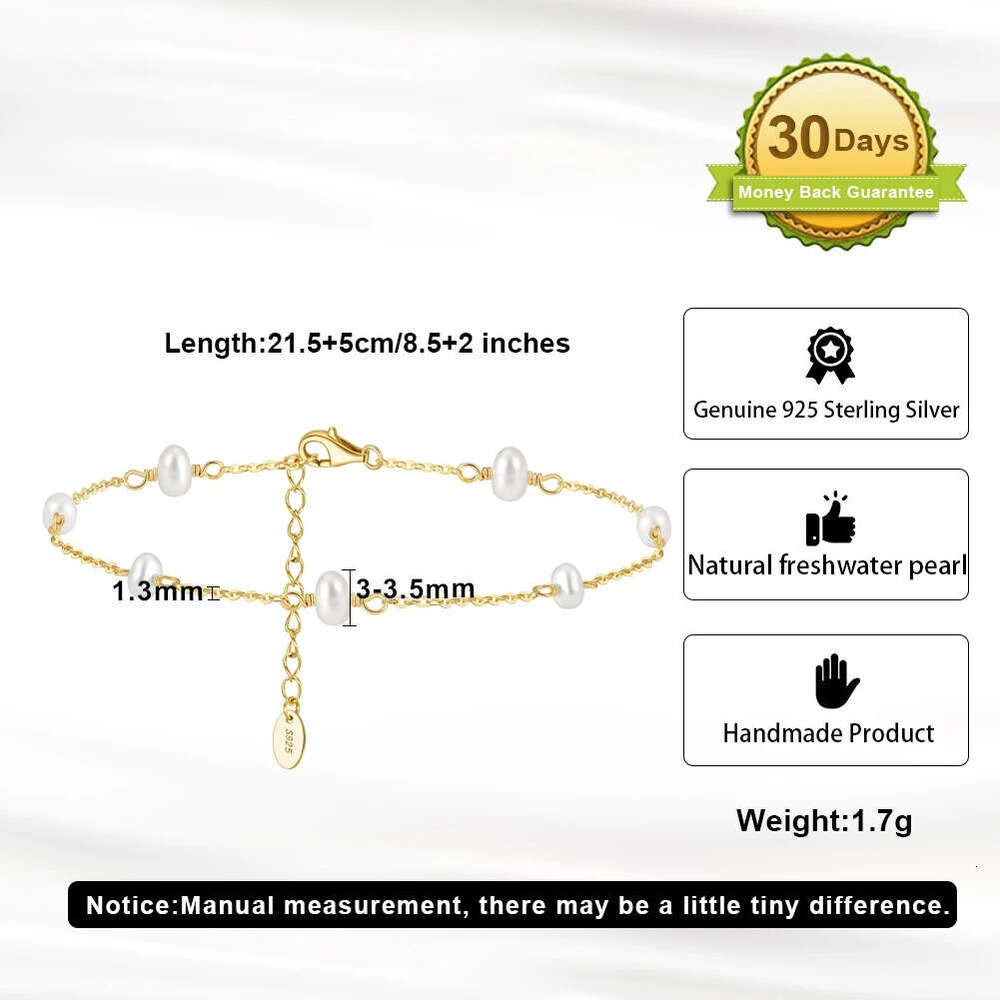 Rinntin Cultured Freshwater Pearl Anklets Gold-Plated Anklet Dainty Simple Female Foot Chain Jewelry Birthday Gift Sa37