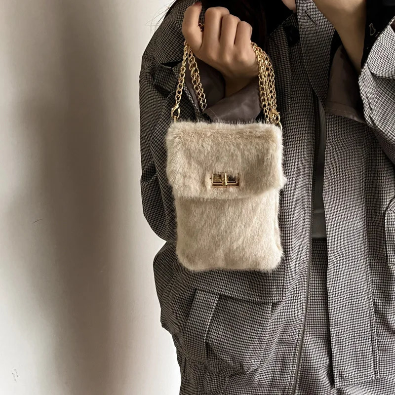 Real Mink Fur Bag Womens One Shoulder Crossbody Female Winter Plush Purses And Handbags Chain Messenger 251216