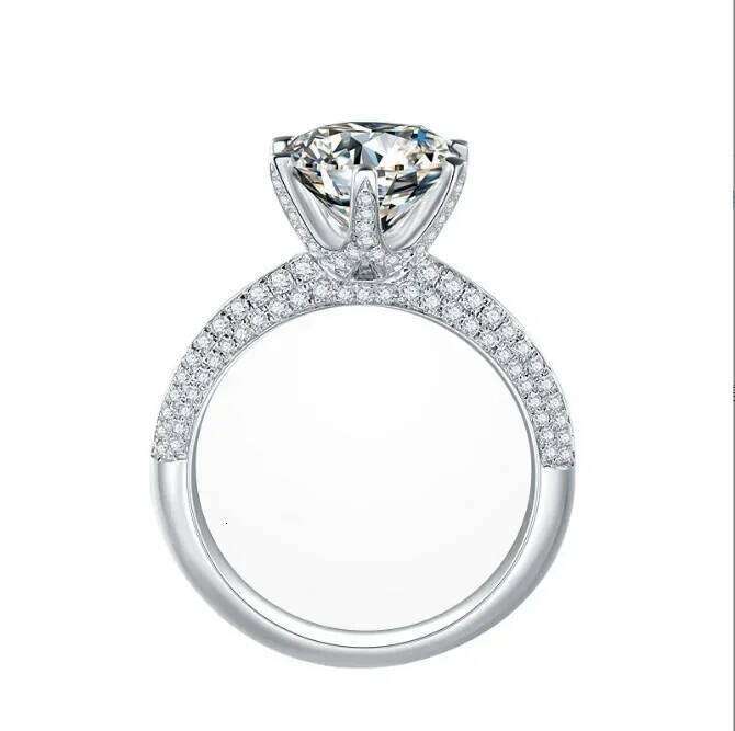18K gold set diamond D-color ring, fashionable and personalized moissanite PT950 platinum half wall 1-Ct open ring 0e7
