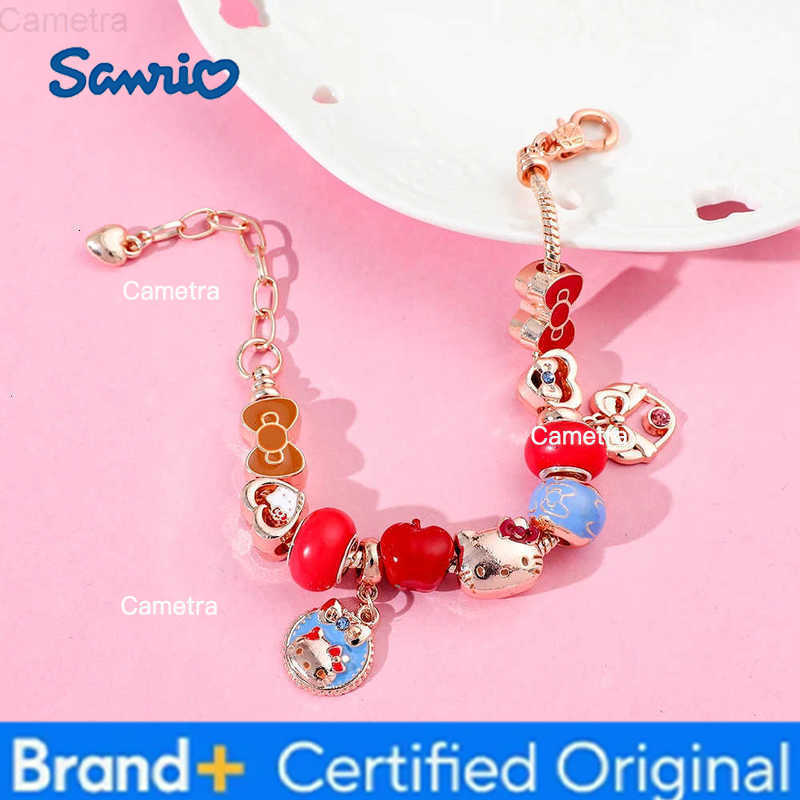 Sanrio Charm Hello Kitty Bracelet Anime Cartoon Figure Kitty White Metal Beads Pendant DIY Bracelet Bangle Jewelry Accessories H251229