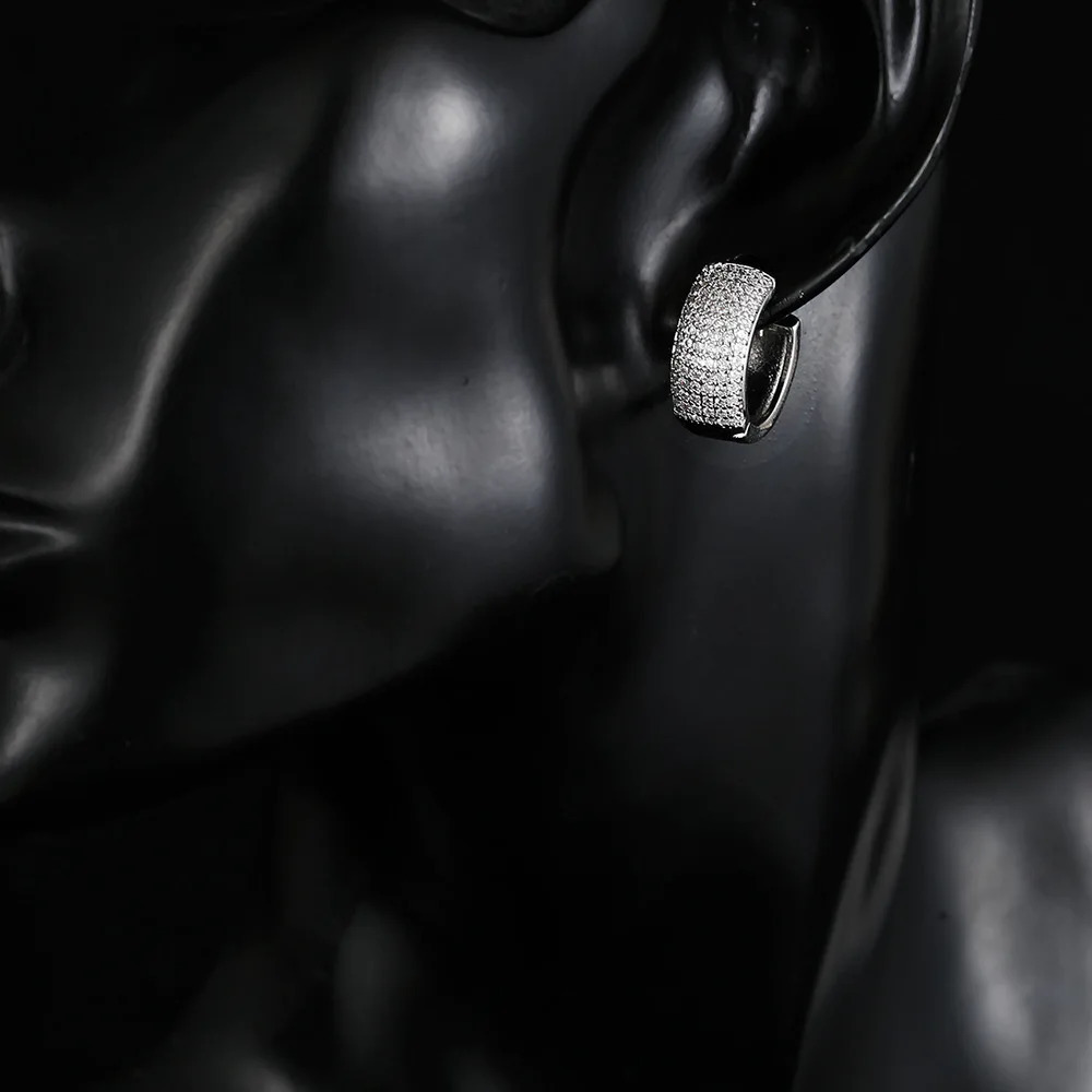 Zirconia Pave Wide Big Hoop Earring Men Unisex Earrings Hip Hop Jewelry Bridal Wedding Accessories Gift 251224