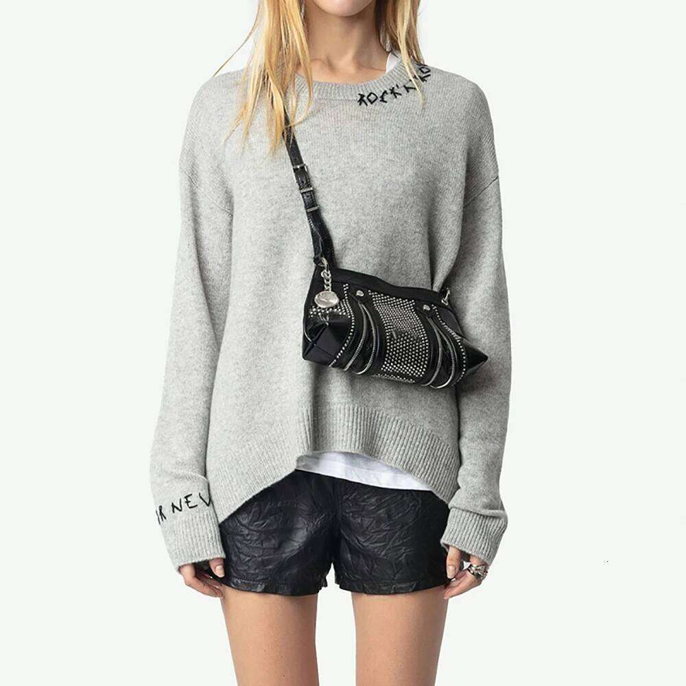 Rowan M524 Letter Jacquard Knit Pullover Winter O-Neck Long Sleeve Female Sweater Classic Casual Cozy Lady Top