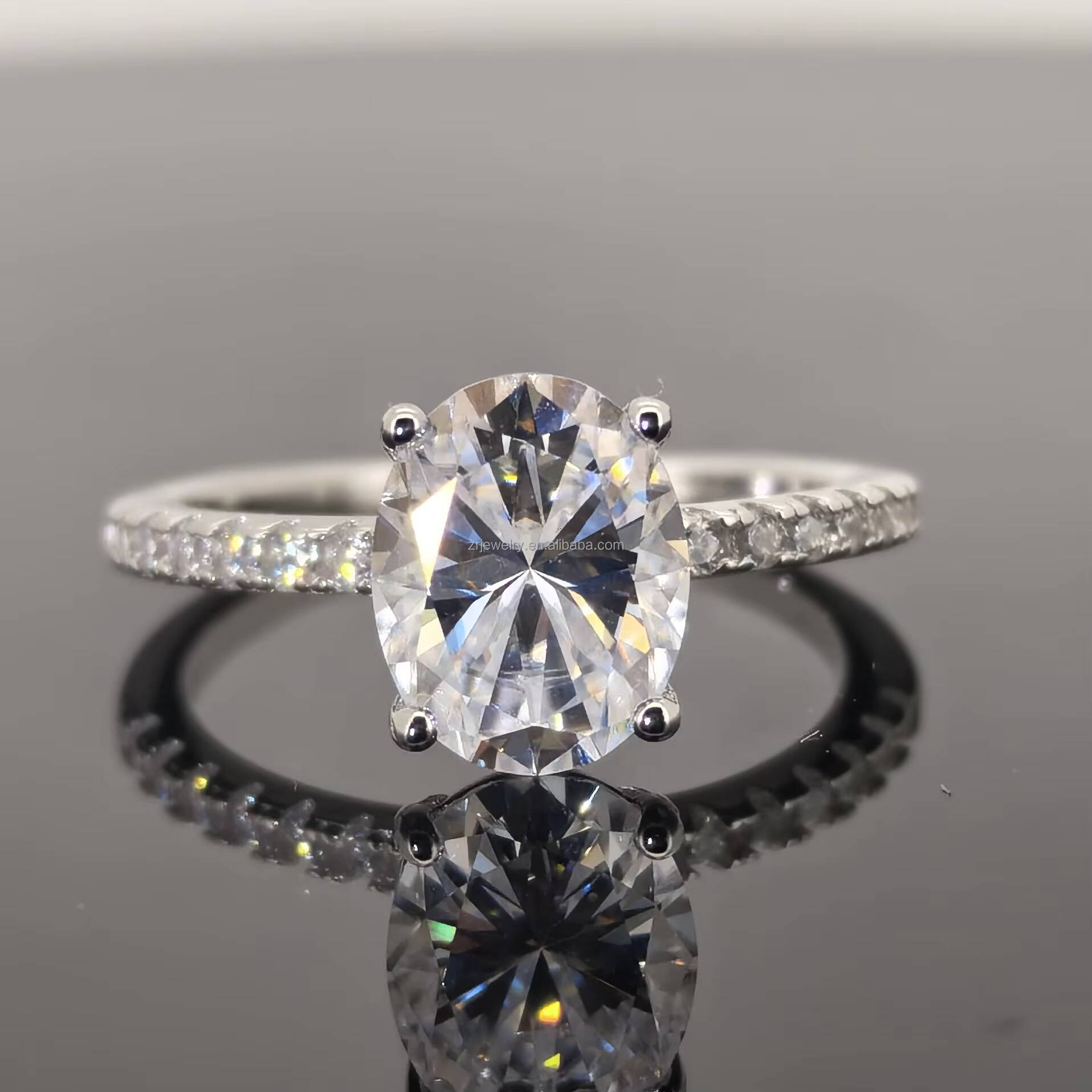 1ct 2ct 3ct Moissanite Diamond Ring Vvs 18K Gold Plated 925 Sterling Silver Women Engagement Oval Moissanite Ring