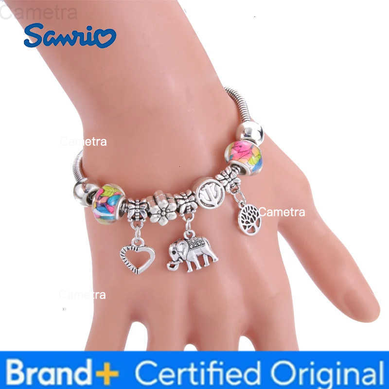 Sanrio Fashion Glamour Bangle Jewelry 6 Colors Metal Lobster Buckle Snake Chain Beaded Bangles For Women Summer Bracelet Romantic Gift H251229