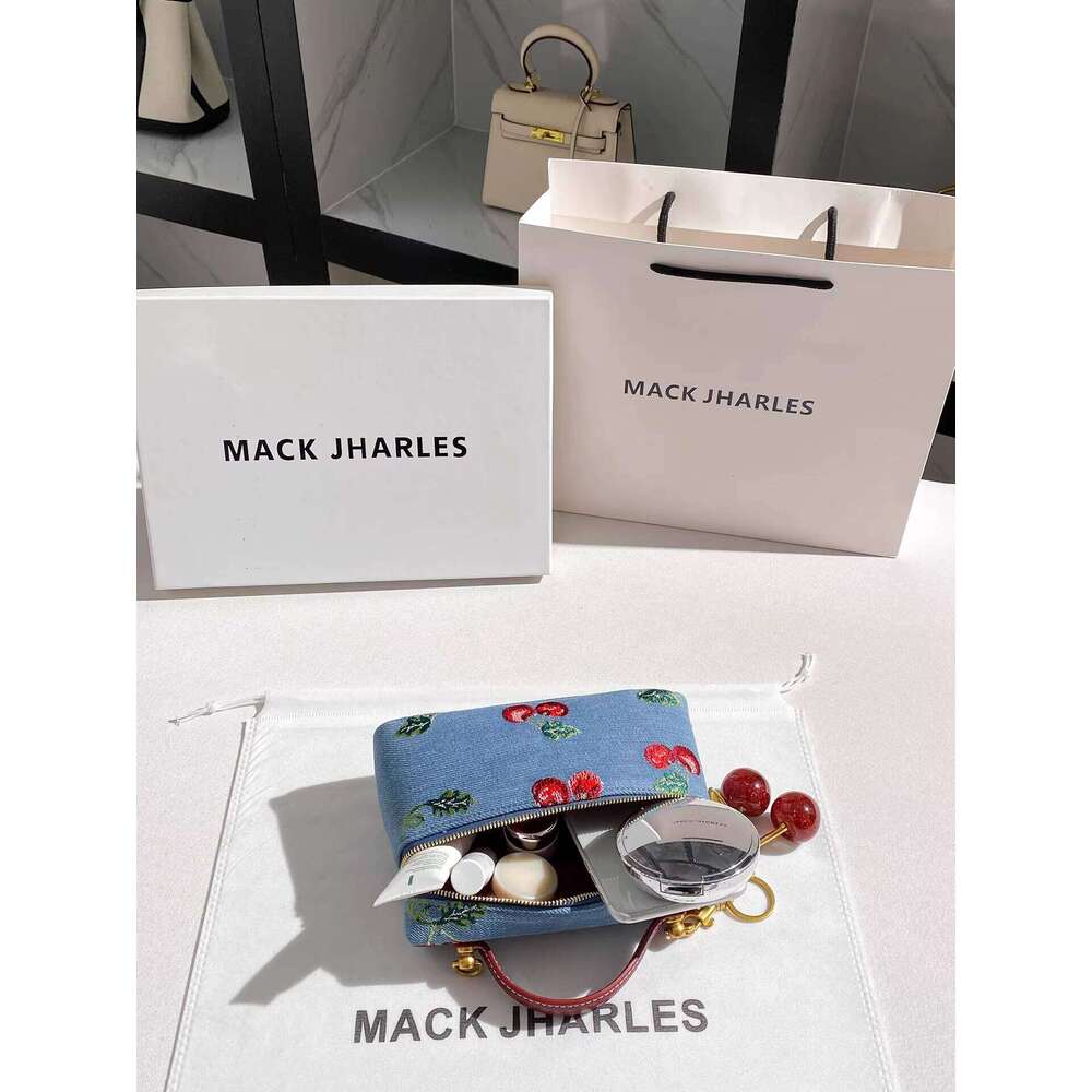 MACK JHARLES Vintage Denim Embroidered Box for Women 2025 Autumn New High-end Small Square Bag