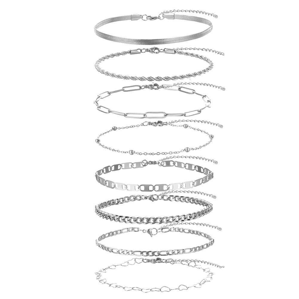 Bestseller Paperclip Beaded Snake Sailor Bracelet Anklet Adjustable Fashion Ins Style Foot Jewelry Set