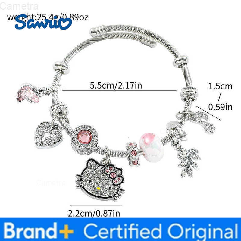 Sanrio Hello Kitty Bracelet for Girl Kawaii Anime Accessories Crystal Adjustable Bracelet Cute Student Christmas Gifts New H251229