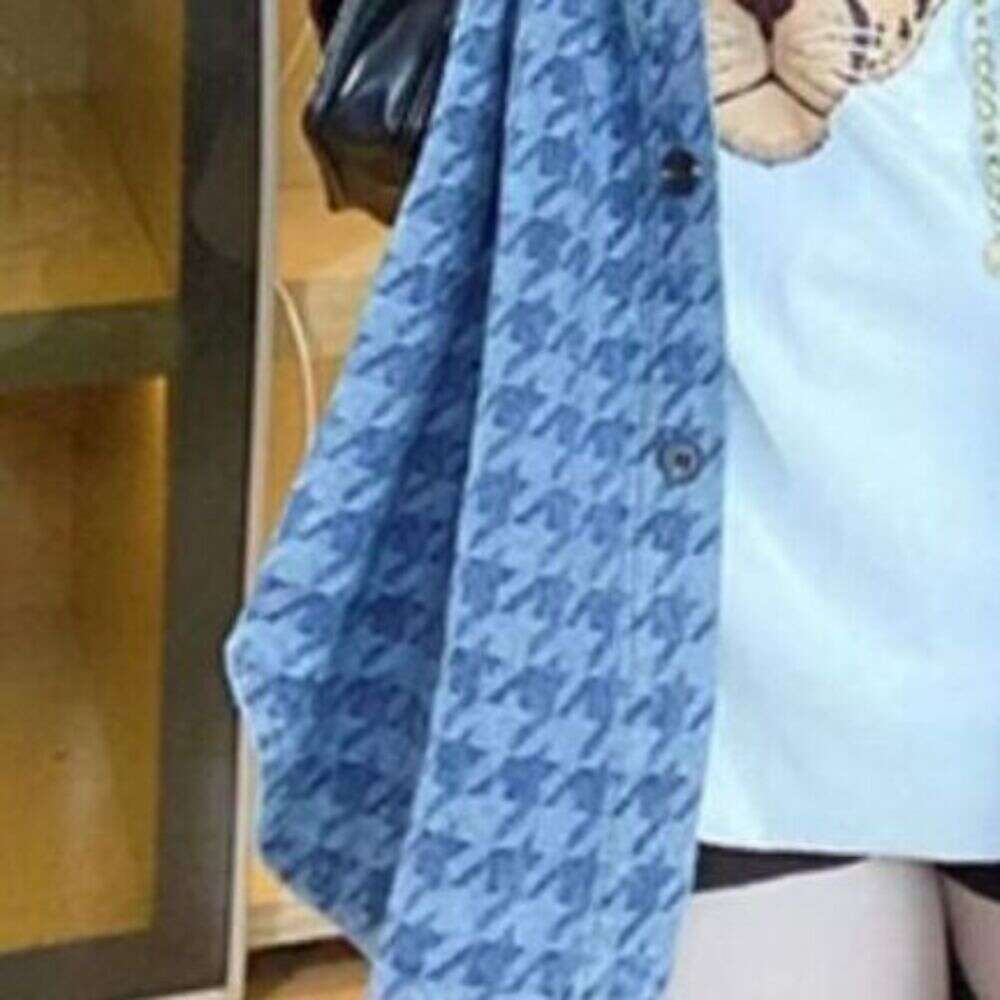 Spring Designer Fashion 2026 Summer Women's Sle Long Sve Plaid Slimming Denim Irt Top Coat Faionable Commute Wind Collar