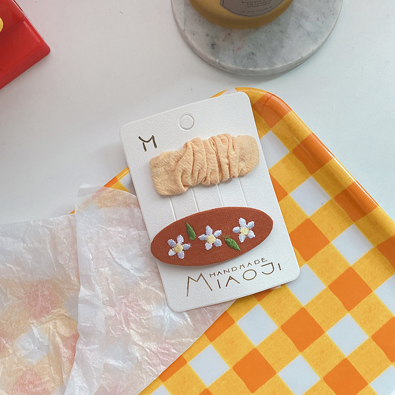 2Pcs/Set Kids Hair Clips Embroidered Flower Girl Hairclip Sweet Children Hairpin Headwear Barrettes Baby Infant Princess Hair Accessories C2020