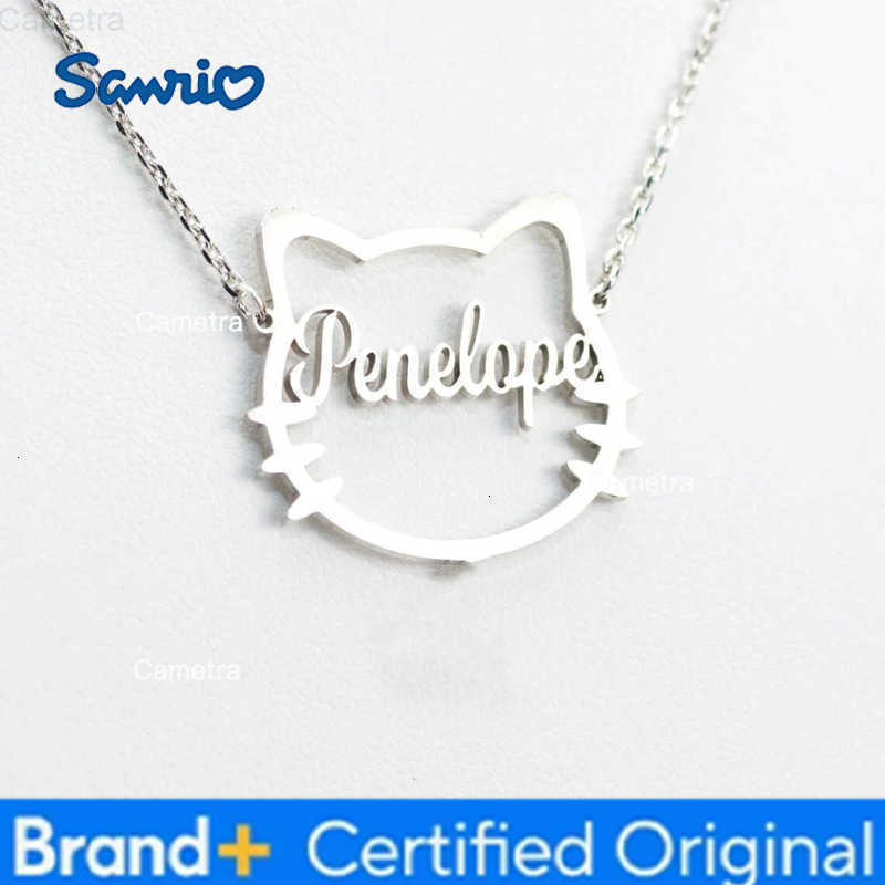 Sanrio Custom Cute Cartoon Kitty Name Necklace Women Children Jewelry Stainless Steel Cat Nameplate Pendant Necklaces Gifts for Kids H251229