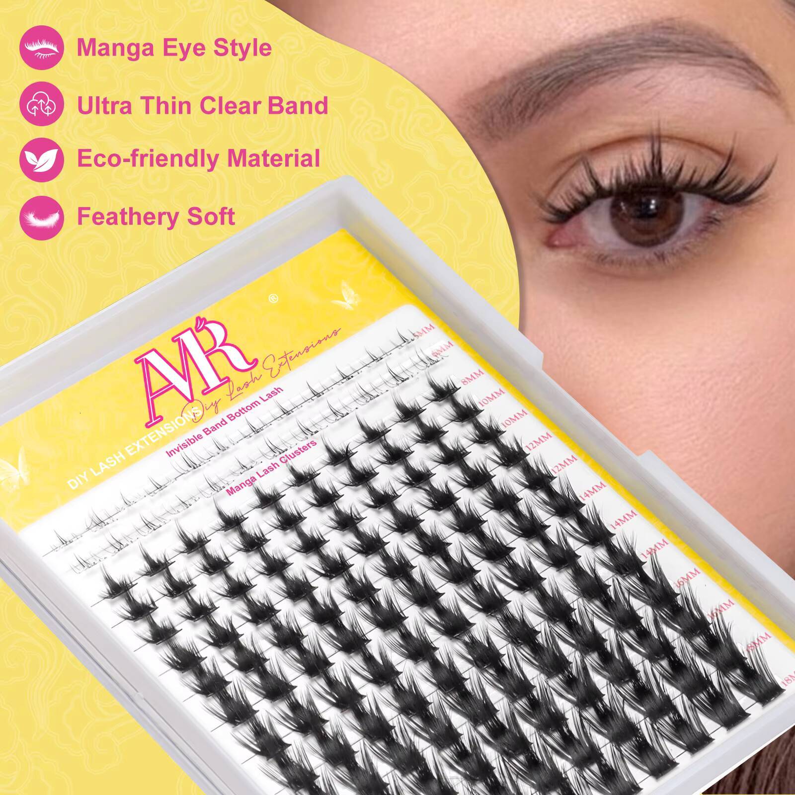 Wholesale DIY Eyelash Extension Kit Fluffy Natural Cluster D Curl Lashes Pre-Cut Waterproof Private Label DIY Lash Clusters