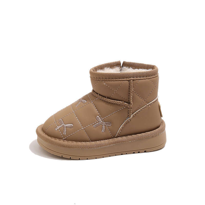 Embroidered Bow Thick-Soled Snow Boots 2025 Winter New Korean Style Girls' Fleece-Lined Thickened Warm Non-Slip Cotton Shoes