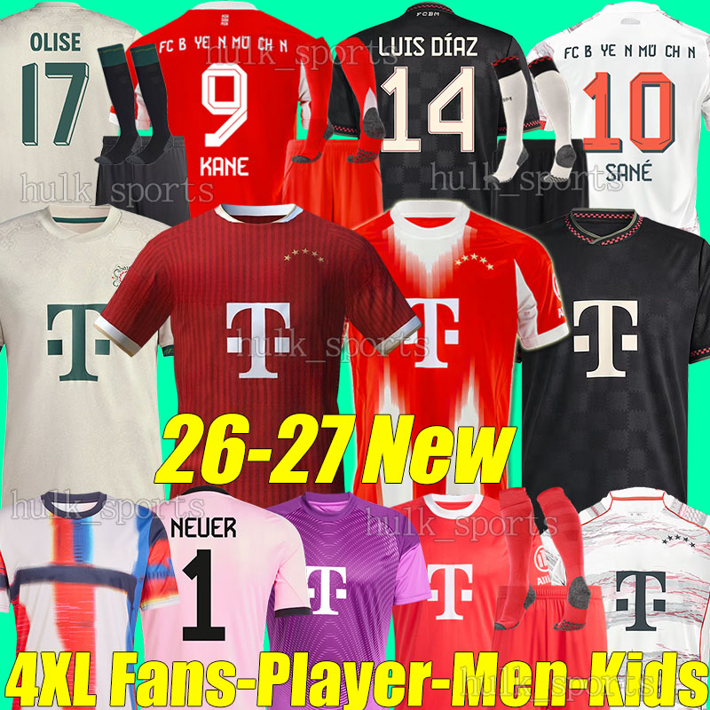 4XL 25/2026/27 KANE soccer jerseys Oktoberfest LUIS DIAZ N.JACKSON Munich MUSIALA OLISE GNABRY GORETZKA KARL KIMMICH NEUER men kids kit sock set football shirt