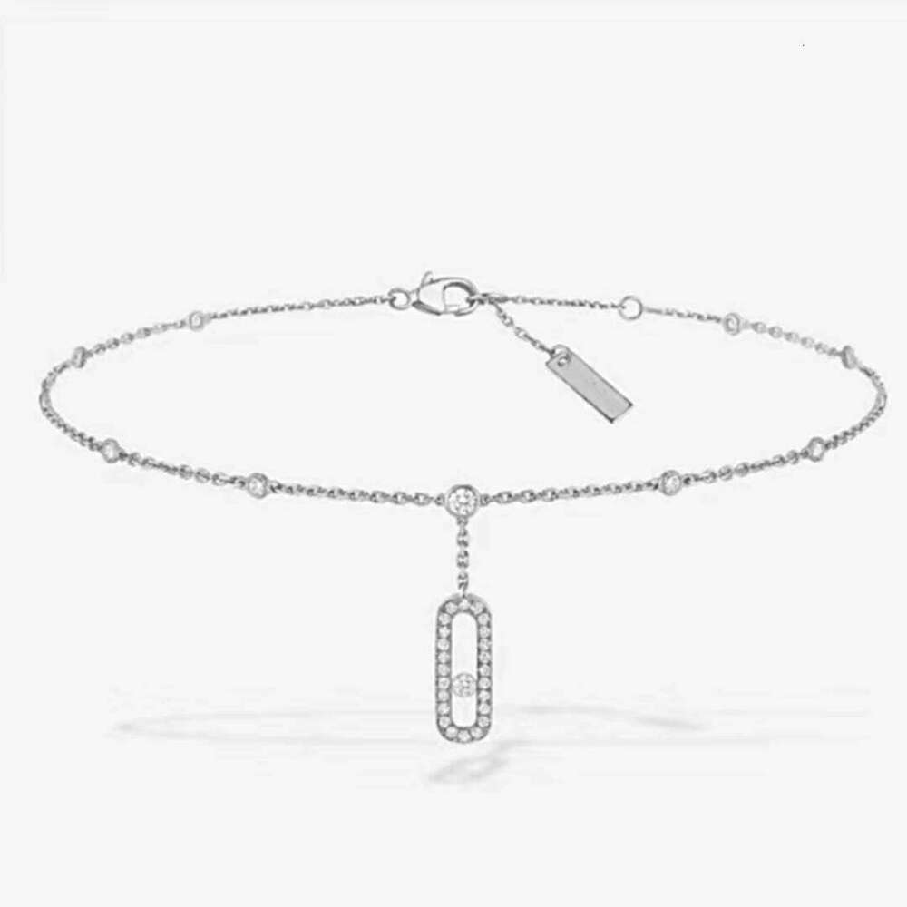 New 925 Sterling Silver Zircon Single Diamond Sliding Foot Chain, Low-Key Classic, Non Fading With Fine Glitter