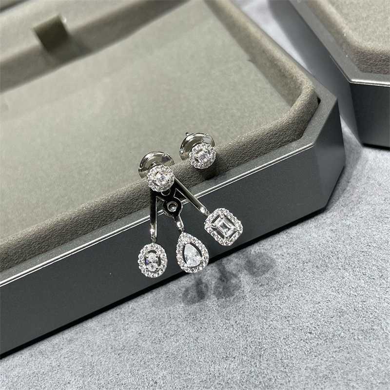 Luxury Jewelry Earrings 925 Sterling Silver Irregularly Inlaid Zircon Women Rock Sugar Women full diamond stud earring Classic Holiday Gift
