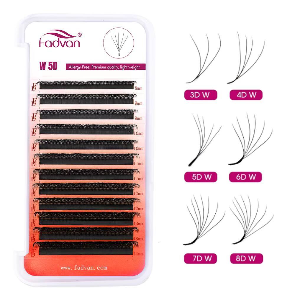 Fadvan 4D W Shape Hand Made Eyelash Extensions Full 4D Lashes Premade Fan Natural Soft Light Matte Dense W Design False Eyelash