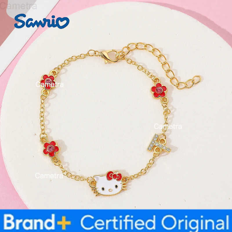 Sanrio Anime Hello Kitty Bracelet Cute Cartoon Figure Kitty White Metal Rhinestones Pendant Bracelet Kawaii Accessories H251229