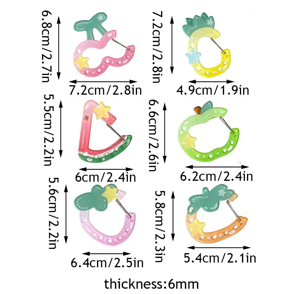 Ins Cute Acrylic Cartoon Keychain Fruit Shape Climbing Button Carabiner Bag Decorative Pendant Hook Key Hanging 251219