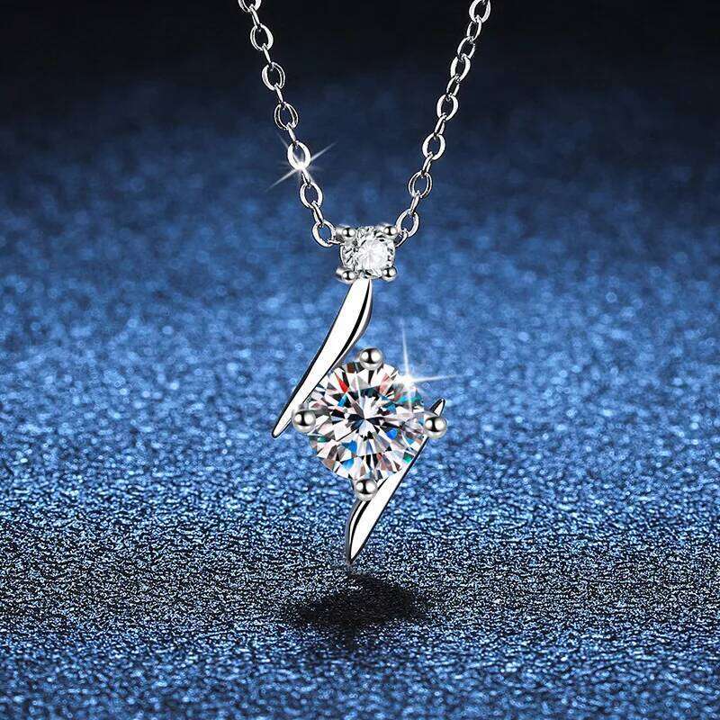 1.0 Ct women moissantie pendant necklace for charm lady Solid 925 Sterling Silver Wedding Women Promise fine Jewelry gift 15c