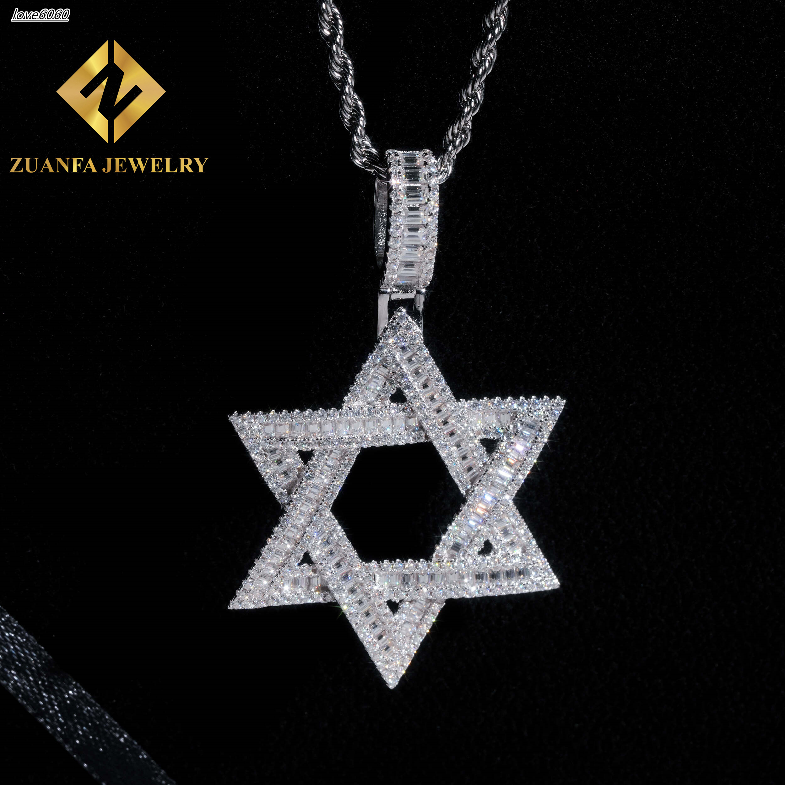 Pass Diamond Tester Baguette Moissanite Pendant Star Design Hiphop Jewelry 925 Silver 18K Gold Plated Pendant Fine Jewelry