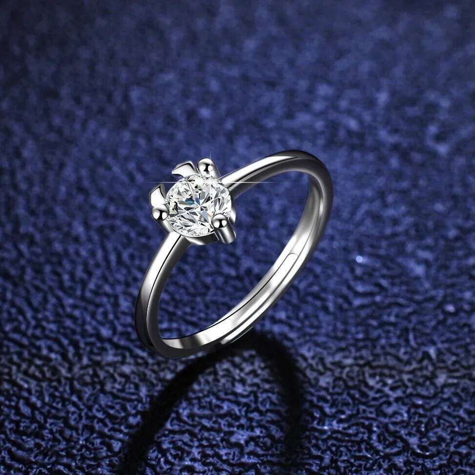 18K gold 0.5 Ct D-color moissanite ring with diamonds, VVS1 diamond PT950 platinum fashion ring, engagement gift 9a0