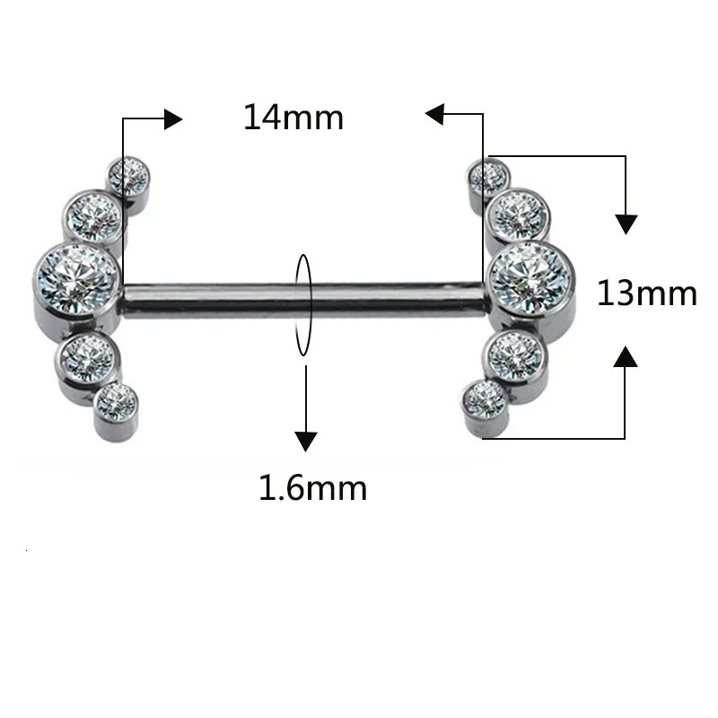 ASTM F 136 Nipple Barbell PIERC Zircon Opal Nipple nails Ring Bar Piercing Internally Threaded Sexy Body Jewelry 14G 251224