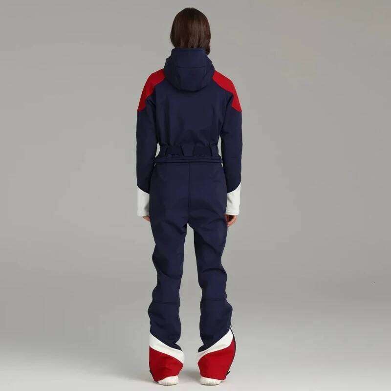 New One-Piece Warm Slim Suit Women's Outdoor Sports Anti-Wear Jumpsuit Fit Skiing Windproof Waterproof Breathable SPLELED