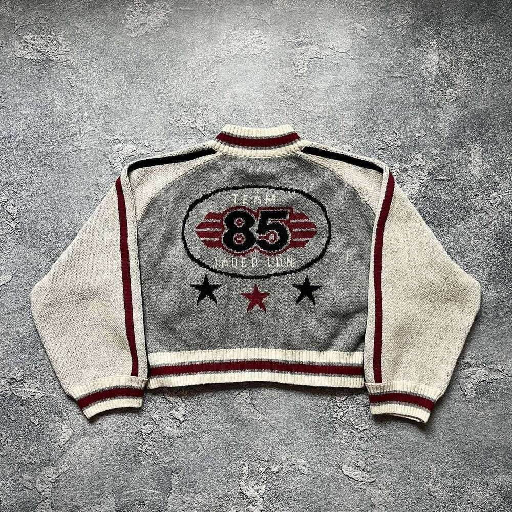 Cross-Border Autumn Winter Vintage Y2K Round Neck Cardigan Unisex Loose Versatile Knitted Long Sleeve Sweater