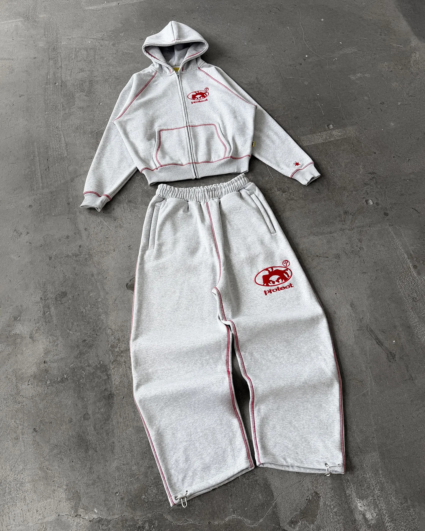 Mens Retro Sports Hoodie Sweatshirt Two Piece Set Y2K Clothing Hip Hop Letter Embroidery Gray Oversized Sweatshirt and Pants Set 251225