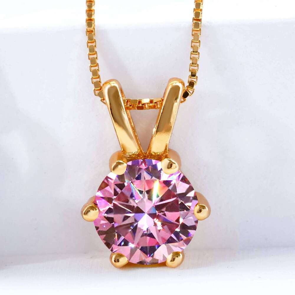Classic 1 Ct Real Moissanite Pendant Gold Necklace For Women Top Quality 100% 925 Sterling Silver Wedding Party Fine Jewelry 10e