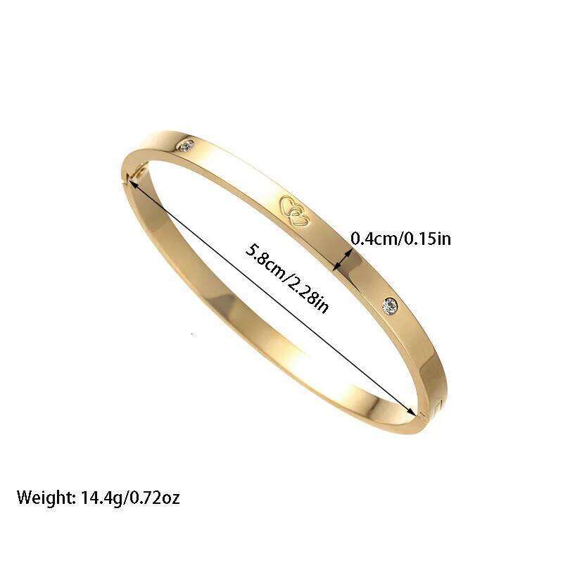 ZAKOL 4Pcs Stainless Steel Zircon Inlaid Bracelets for Women Exquisite Heart Flowers Minimalist Waterproof Stacked Bracelet Gift